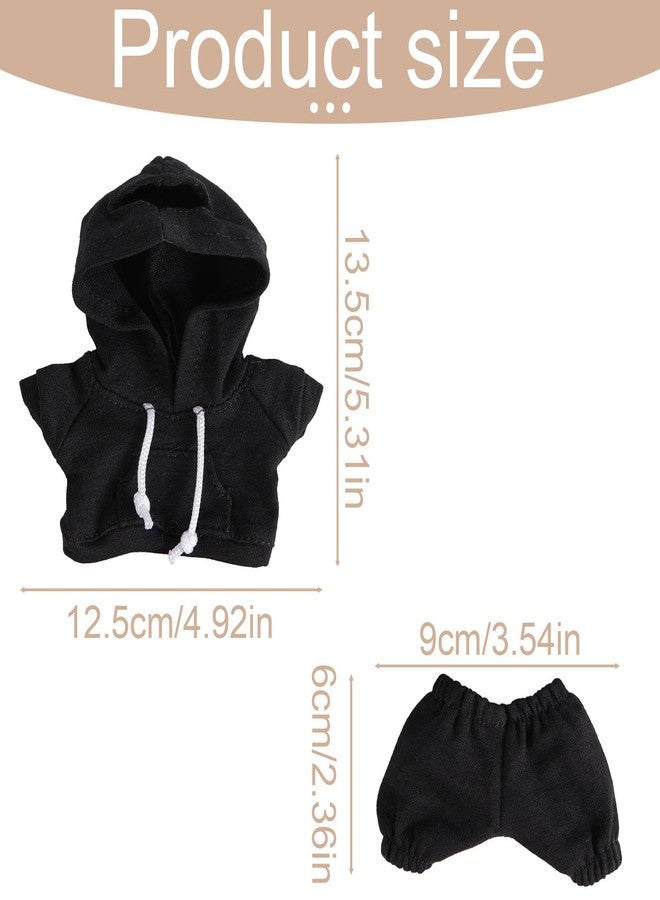 Penitue Doll Clothes Set, 17cm Dolls Outfit Casual Style Hoodie & Pants Costume Stylish Cute Clothing Accessories for Collectors Decoration & Display (Black) - Image 2